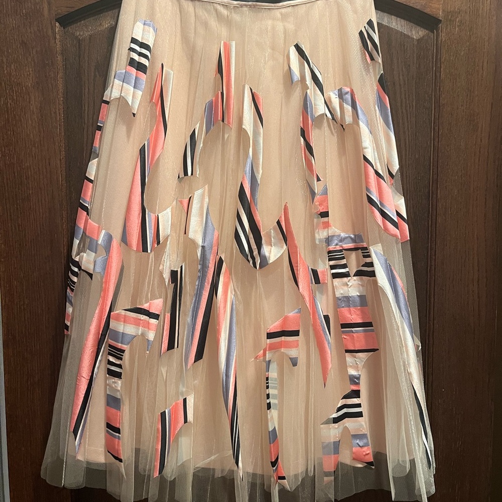 Striped Multicolor Tulle Skirt